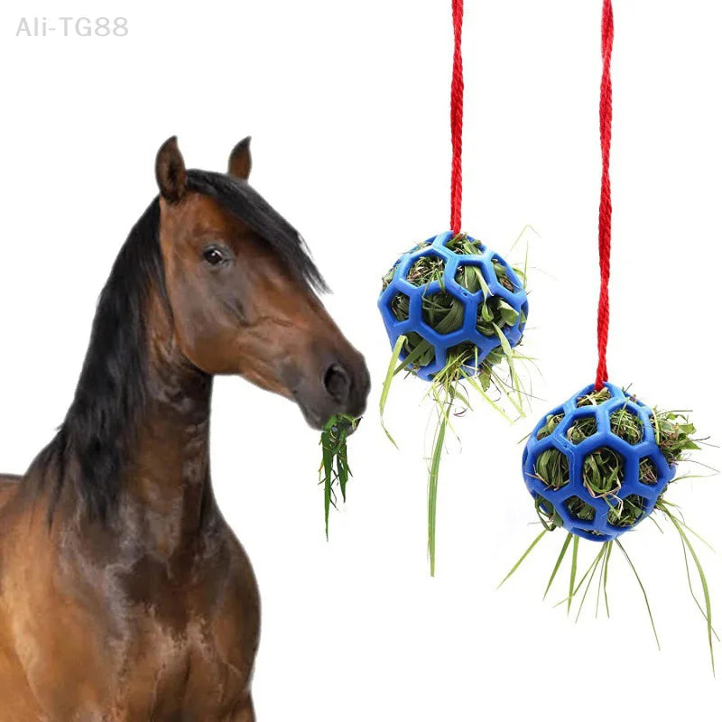 Hanging Horse Treat Ball Hay Feeder Toy Stress Relief Feeding Ball for Horses Goats Sheep Durable Pet Care Accessory