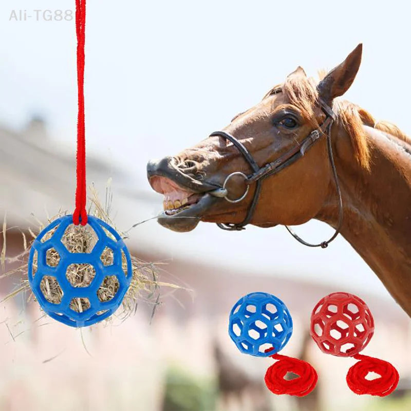 Hanging Horse Treat Ball Hay Feeder Toy Stress Relief Feeding Ball for Horses Goats Sheep Durable Pet Care Accessory