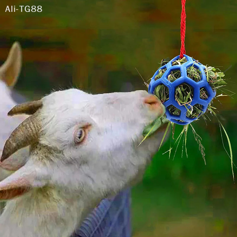 Hanging Horse Treat Ball Hay Feeder Toy Stress Relief Feeding Ball for Horses Goats Sheep Durable Pet Care Accessory