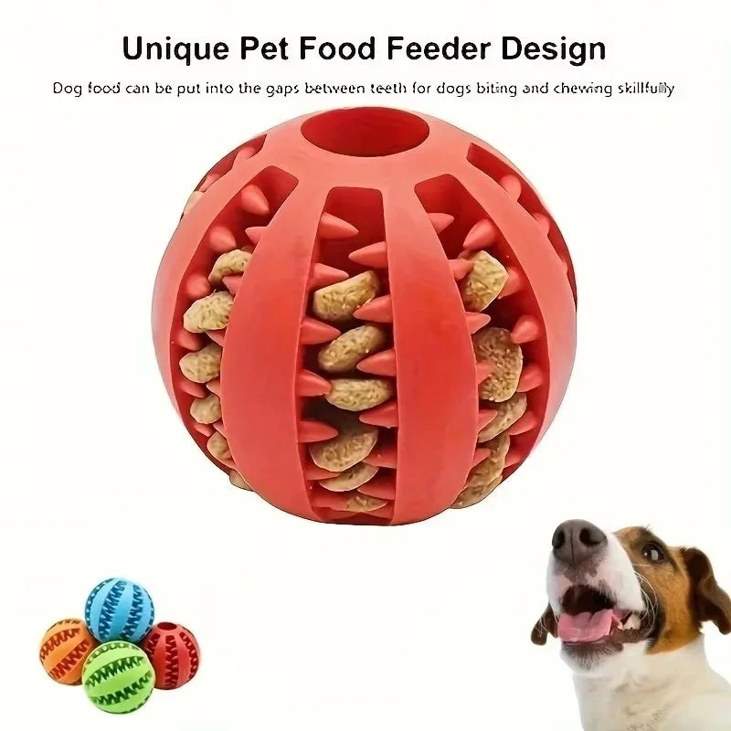 Dog Toy Ball, Nontoxic Interactive Resistant Chewing Toy Ball for Dogs Puppy Cat, Pet Food Treat Feeder Chew Tooth Cleaning Ball